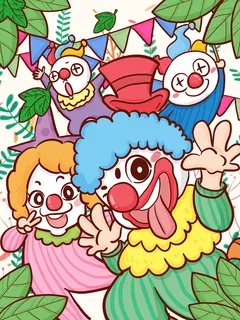 愚人节马戏团小丑搞怪搞笑卡通手绘插图插画海报PSD素材 愚人节马戏团小丑搞怪搞笑卡通手绘插图插画海报PSD素材