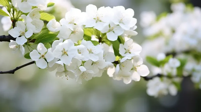 春天里盛开的李子树花摄影图(4368x2448)