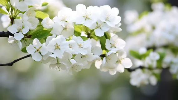 春天里盛开的李子树花摄影图