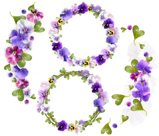 清新植物编织花环免抠