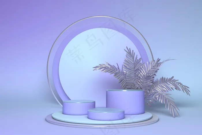 渐变紫创意时尚简约3D展台背景