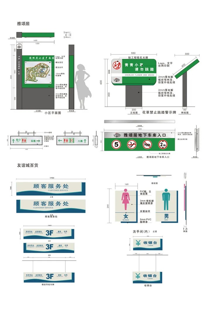 全套小区平面车库入口吊牌导视牌ai矢量模版下载