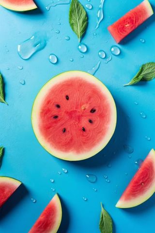 西瓜清新淡蓝色薄荷背景