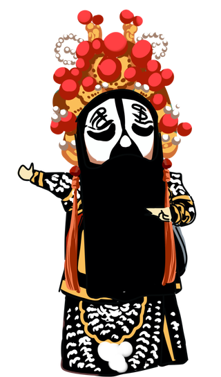 卡通京剧戏剧人物脸谱插画PNG图片 国潮中国风Q版戏剧人物PS素材