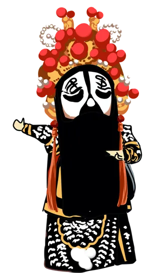 卡通京剧戏剧人物脸谱插画PNG图片 国潮中国风Q版戏剧人物PS素材