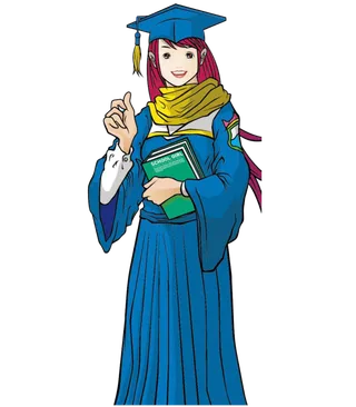 蓝色女毕业生卡通简笔少儿兴趣班