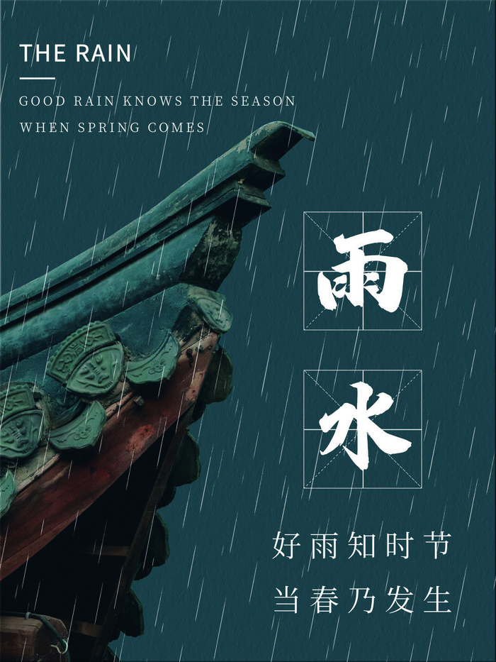 创意24节日二十四节气雨水春节春天宣传祝福海报模板PSD设计素材psd模版下载
