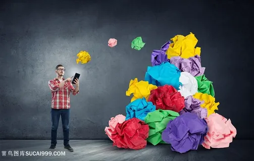 彩色垃圾纸堆商务高清图片