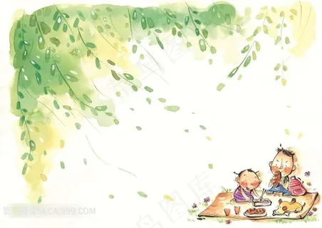 插画设计童年野炊