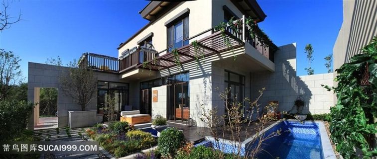 别墅外立面外景游泳池