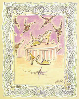 方框高跟鞋简约艺术插画