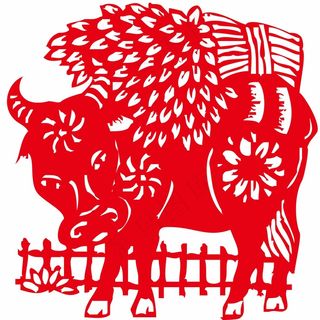 牛剪纸 剪纸风元素