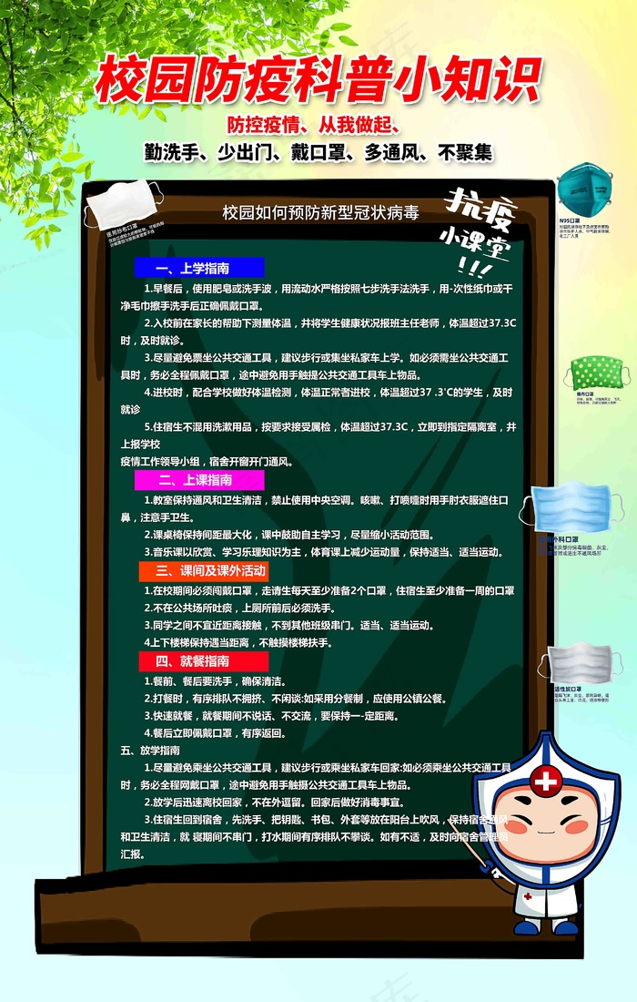 校园防疫科普小知识psd模版下载