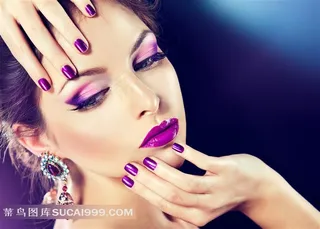 涂有指甲油的美女特写摄影高清图片