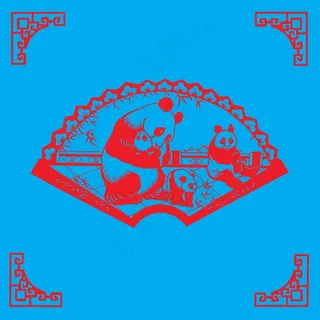 熊猫剪纸 剪纸风元素