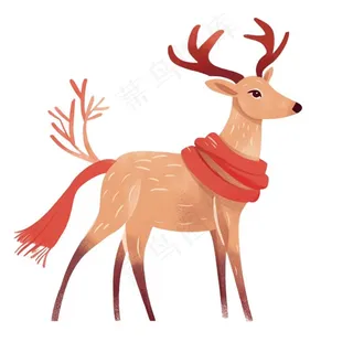 圣诞驯鹿麋鹿动物卡通插画免抠