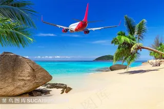 海岛与飞机风景高清图片