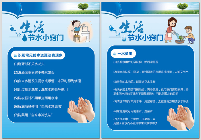 生活节约用水小窍门环保海报