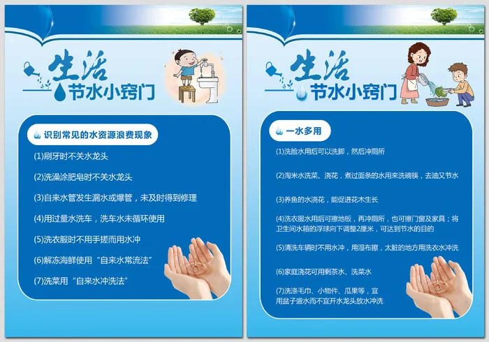 生活节约用水小窍门环保海报psd模版下载