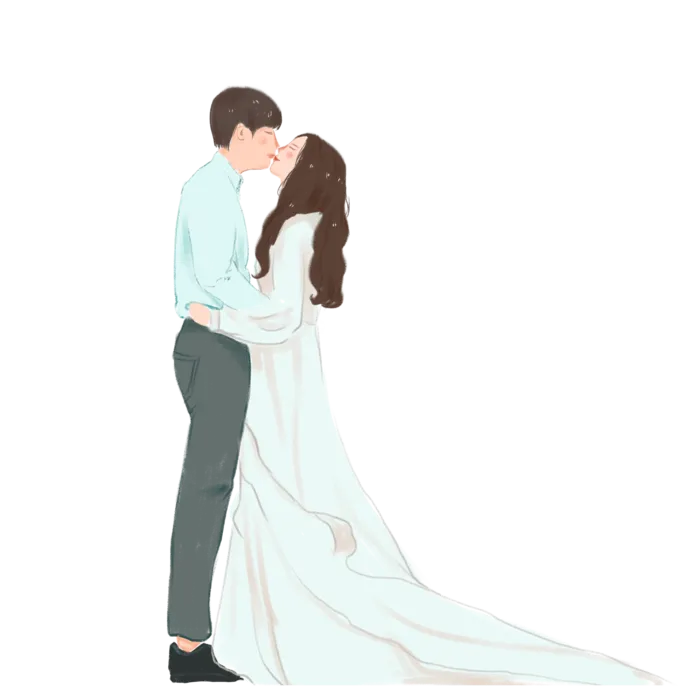 婚纱卡通人物婚礼白纱结婚婚纱摄影手绘