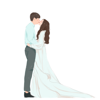 婚纱卡通人物婚礼白纱结婚婚纱摄影手绘