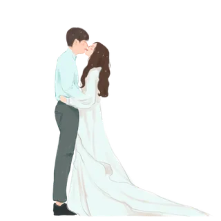 婚纱卡通人物婚礼白纱结婚婚纱摄影手绘