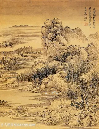 清代恽寿平仿巨然夏山图国画图片