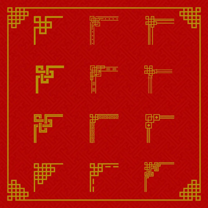 中国风新年图案花纹底纹边框祥云元素2022虎年海报AI矢量设计素材
