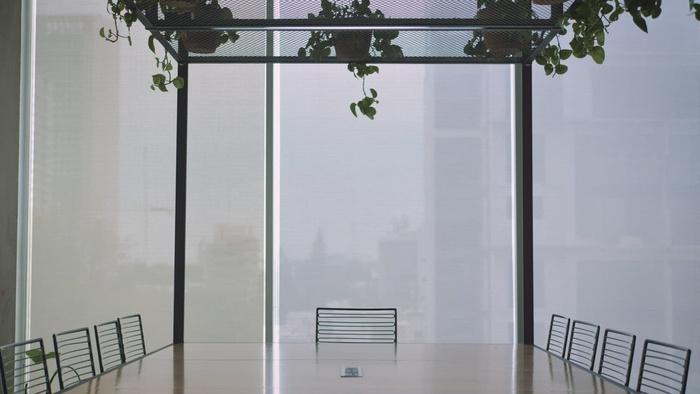 在会议室工作的女人