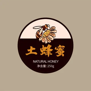 天然蜂蜜圆形不干胶蜂蜜罐