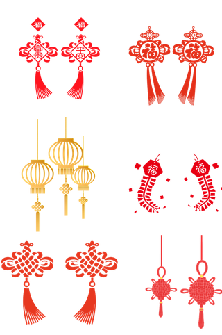 红色平安结中国结免扣素材