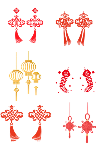 红色平安结中国结免扣素材