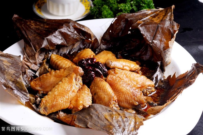 荷香鸡中翅中华美食摄影图