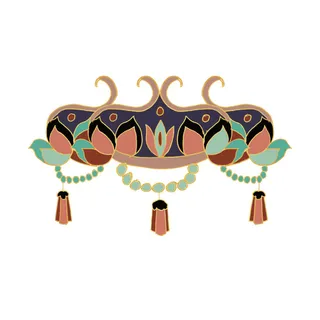 复古中国风国潮敦煌花纹花草插画手绘装饰小元素PSD素材