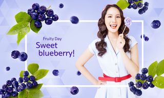 水果美女蓝莓紫蓝色背景