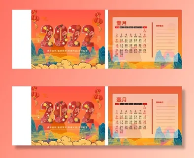 2022年虎年公司企业日历挂历台历模板
