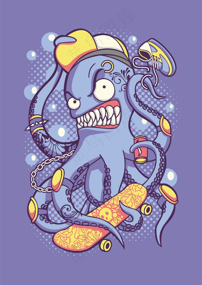 滑板章鱼哥 酷炫街头