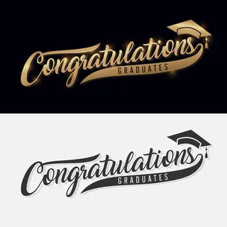 恭喜毕业书法刻字金色文本高级矢量的手写短语