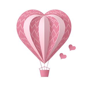 爱心热气球粉色免抠