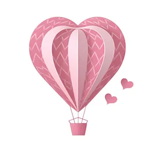 爱心热气球粉色免抠