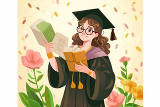 毕业学生穿着学士服花海报素材背景