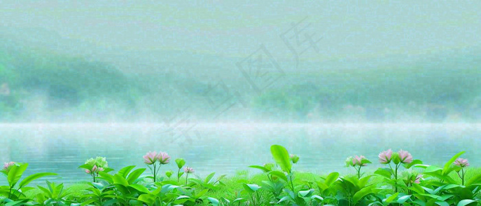 春天河面湖面花草意境古风，春分谷雨(1680x720)