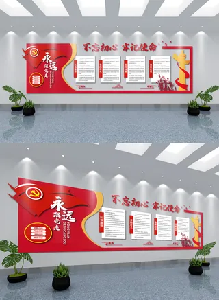 不忘初心牢记使命办公室党建文化墙