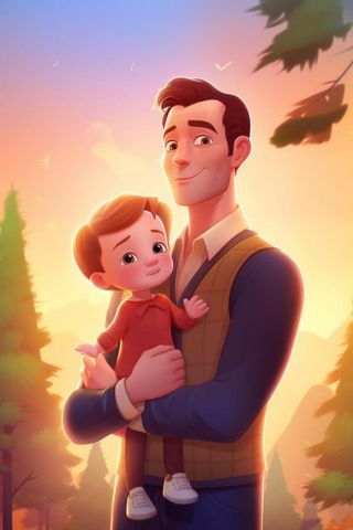 父亲抱着孩子温馨背景