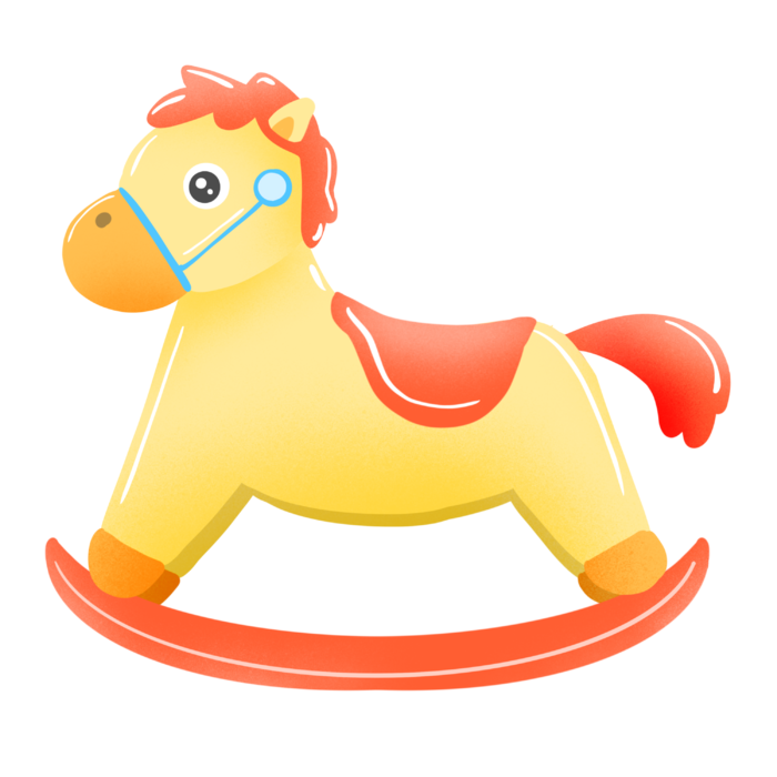 木马玩具剪贴画儿童节幼儿园插画