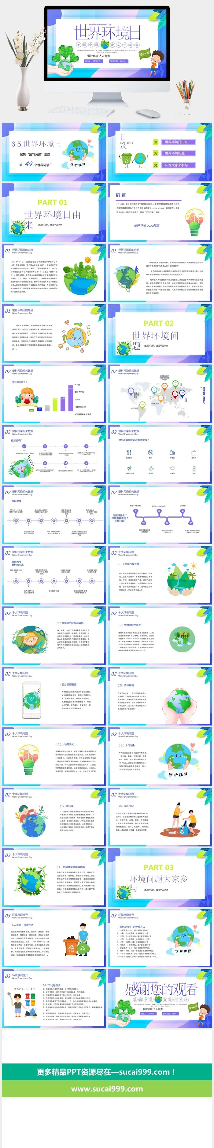 世界环境日主题班会PPT模板