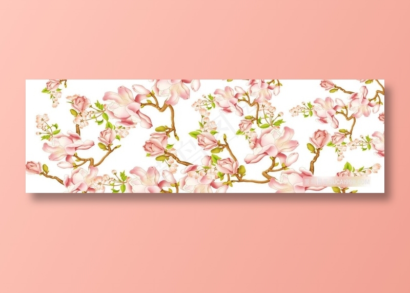 唯美粉色花卉花枝插画