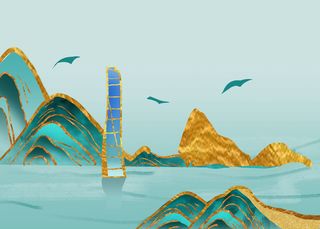 国潮鎏金上海中心大厦地标建筑