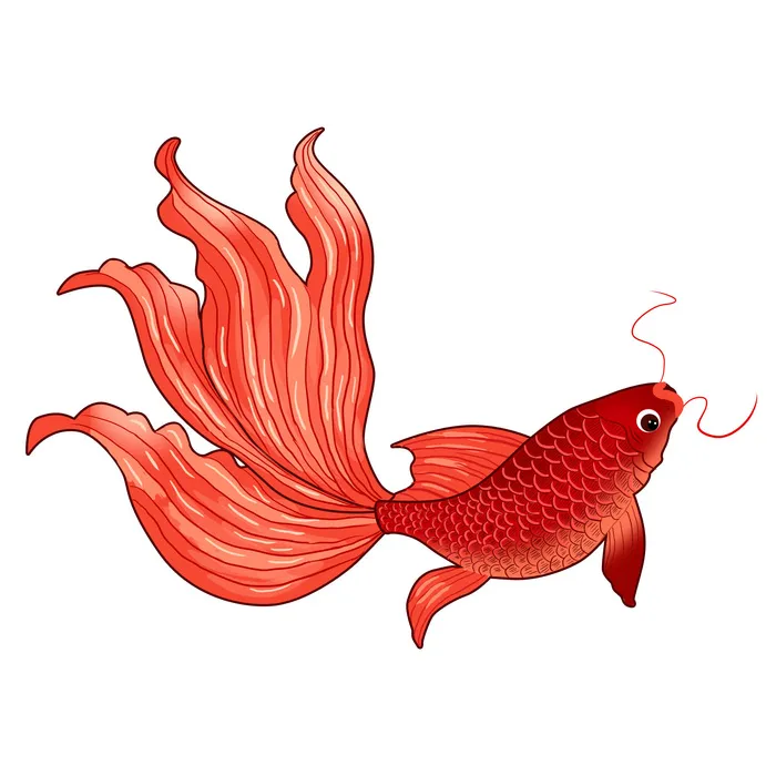 手绘烫金国潮中国风卡通锦鲤鱼金鱼插画装饰元素PSD设计素材psd模版下载