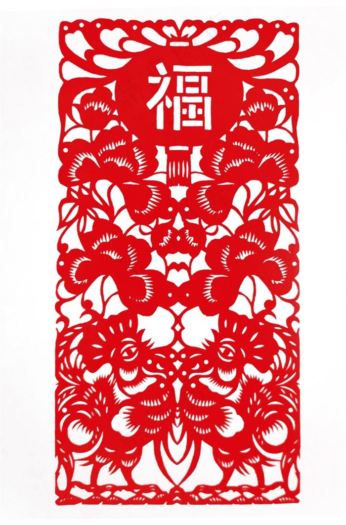 中国风鸡年福字剪纸图